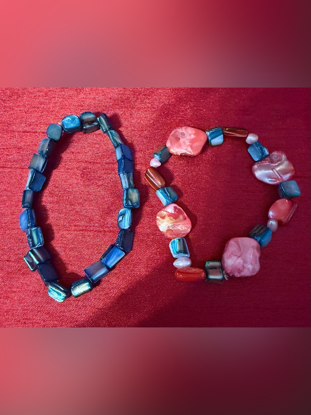 Two bohemian style Beaded Stretch Bracelet Set